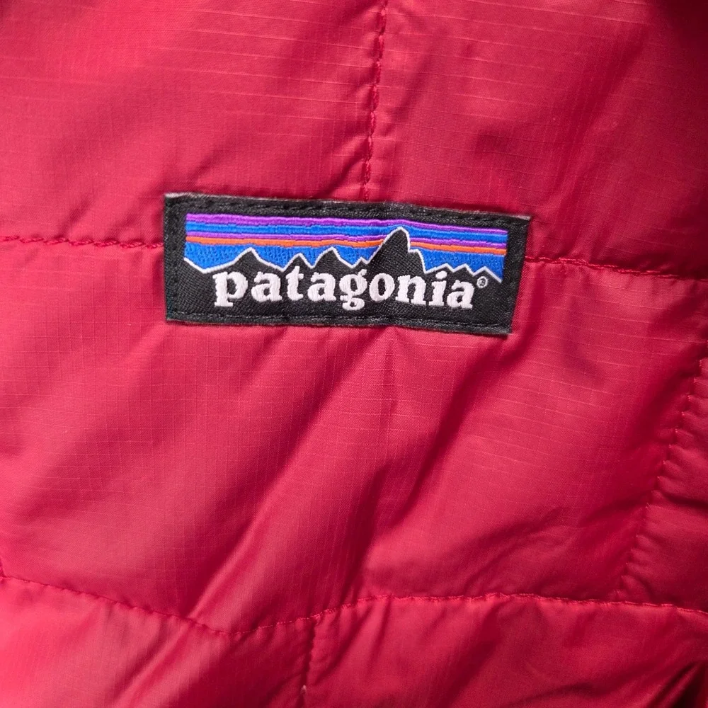Patagonia Nano Puff Jacket Kids XL 14 Red Quilted Insulated Puffer Brick Pattern